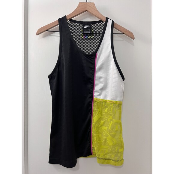 Nike Women's Sportswear Mesh Tank Top Black Yellow White Pink Size M - Picture 1 of 11